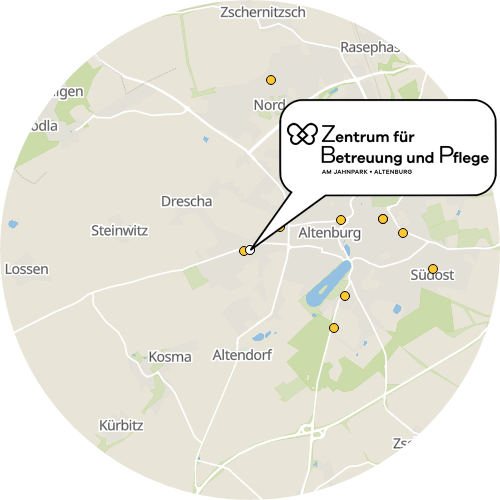 Kartenausschnitt für die Firma Betreuung und Pflege zuhause am Jahnpark
