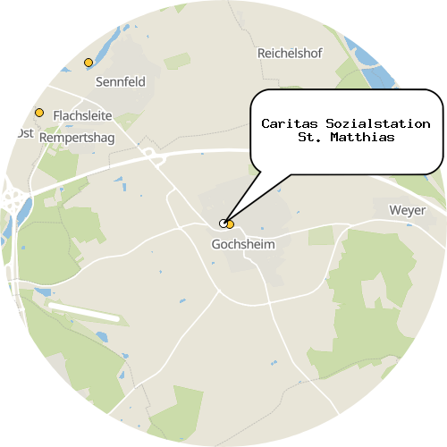 Kartenausschnitt für die Firma Caritas Sozialstation St. Matthias