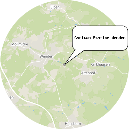 Kartenausschnitt für die Firma Caritas Station Wenden