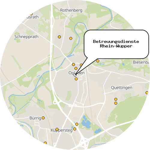 Kartenausschnitt für die Firma Betreuungsdienste Rhein-Wupper