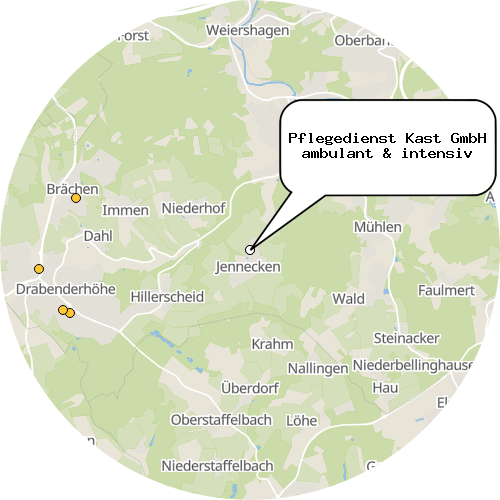 Kartenausschnitt für die Firma Pflegedienst Kast GmbH ambulant & intensiv