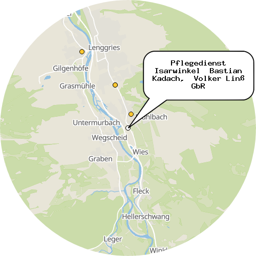 Kartenausschnitt für die Firma Pflegedienst Isarwinkel  Bastian Kadach,  Volker Linß GbR