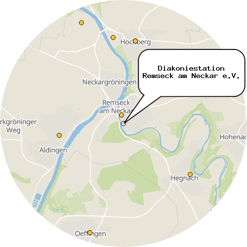 Kartenausschnitt für die Firma Diakoniestation Remseck am Neckar e.V.