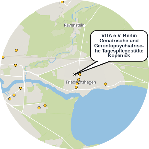 Kartenausschnitt für die Firma VITA e.V. Berlin Geriatrische und Gerontopsychiatrische Tagespflegestätte Köpenick