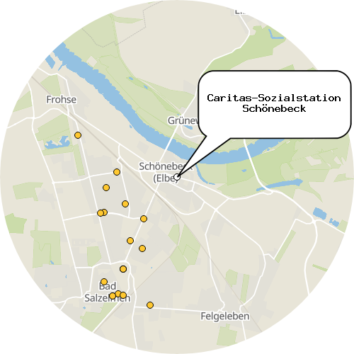 Kartenausschnitt für die Firma Caritas-Sozialstation Schönebeck
