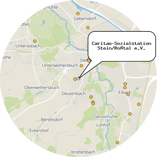 Kartenausschnitt für die Firma Caritas-Sozialstation Stein/Roßtal e.V.