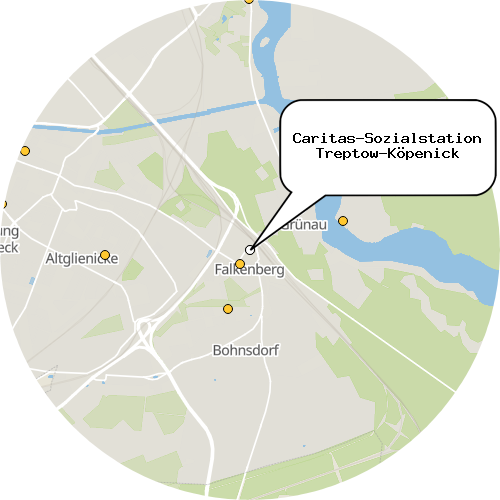 Kartenausschnitt für die Firma Caritas-Sozialstation Treptow-Köpenick