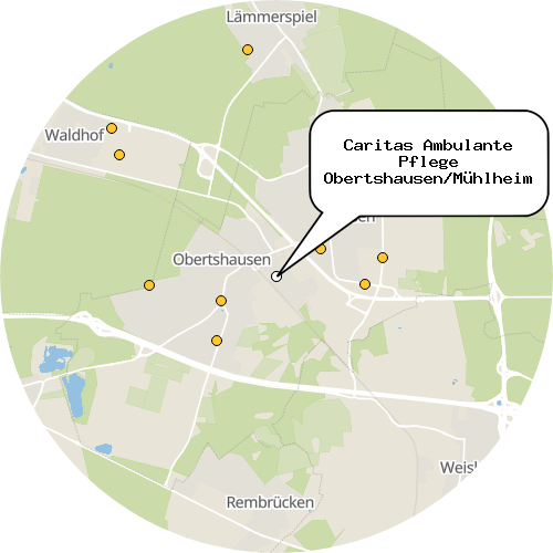 Kartenausschnitt für die Firma Caritas Ambulante Pflege Obertshausen/Mühlheim