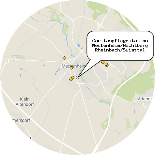 Kartenausschnitt für die Firma Caritaspflegestation Meckenheim/Wachtberg Rheinbach/Swisttal