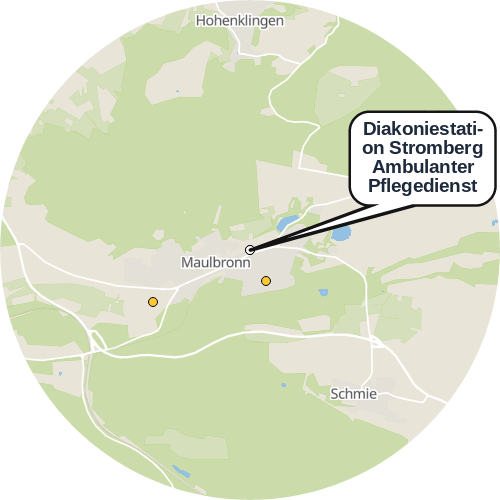 Kartenausschnitt für die Firma Diakoniestation Stromberg   Ambulanter Pflegedienst