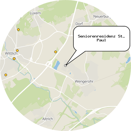 Kartenausschnitt für die Firma Seniorenresidenz St. Paul