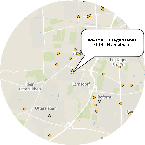 Kartenausschnitt für die Firma advita Pflegedienst GmbH Magdeburg
