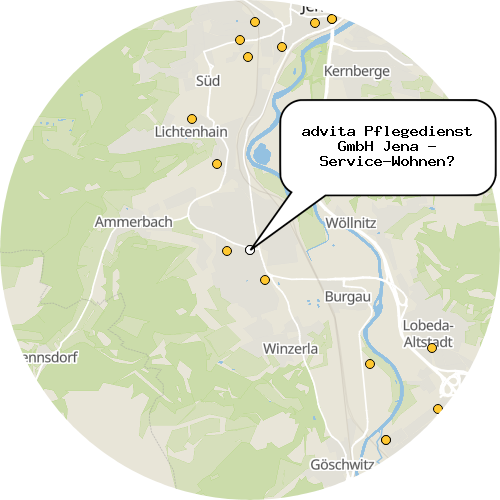 Kartenausschnitt für die Firma advita Pflegedienst GmbH Jena - Service-Wohnen 