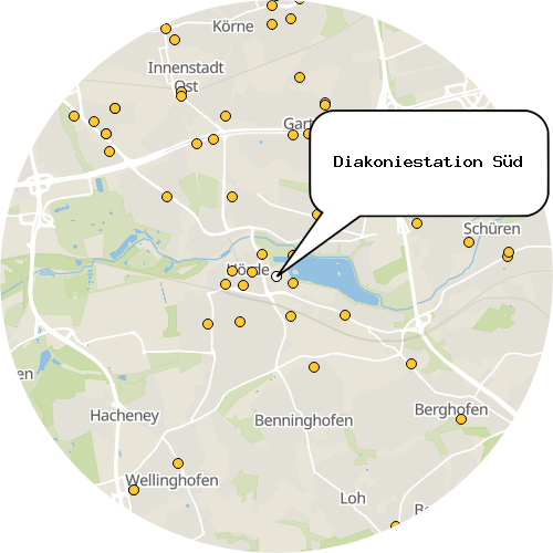 Kartenausschnitt für die Firma Diakoniestation Süd