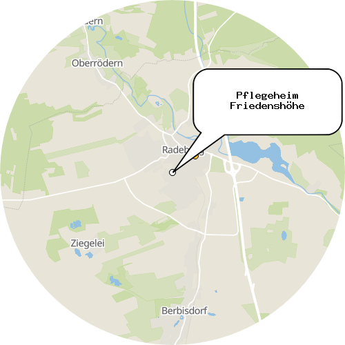 Kartenausschnitt für die Firma Pflegeheim Friedenshöhe