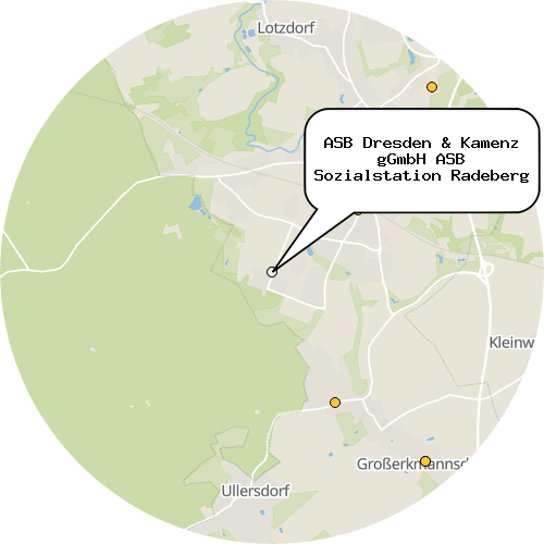 Kartenausschnitt für die Firma ASB Dresden & Kamenz gGmbH ASB Sozialstation Radeberg