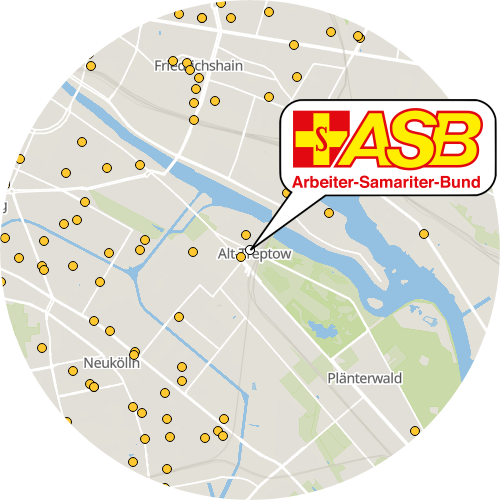 Kartenausschnitt für die Firma ASB Pflege und Teilhabe Berlin gGmbH