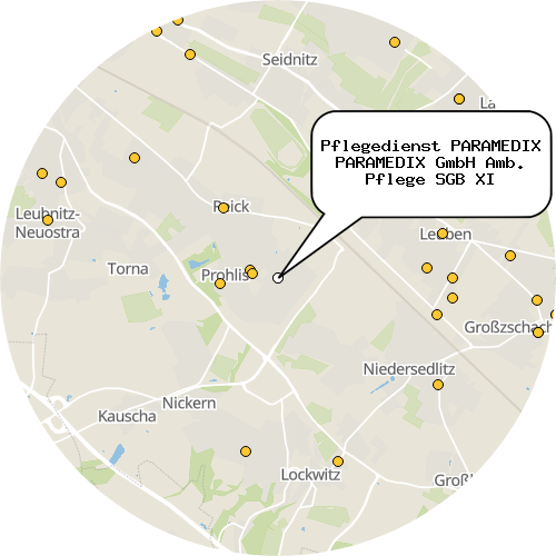 Kartenausschnitt für die Firma Pflegedienst PARAMEDIX PARAMEDIX GmbH Amb. Pflege SGB XI