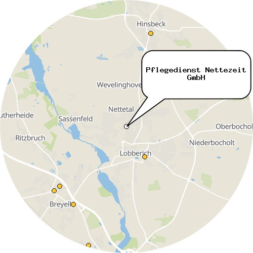 Kartenausschnitt für die Firma Pflegedienst Nettezeit GmbH
