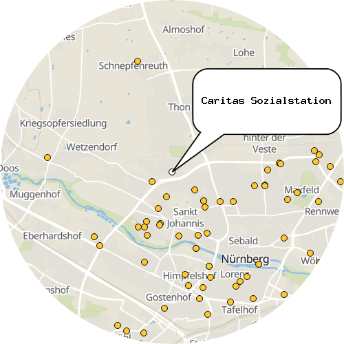 Kartenausschnitt für die Firma Caritas Sozialstation