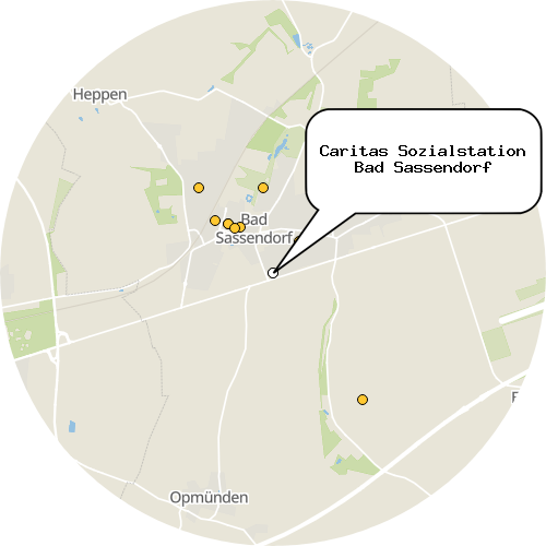 Kartenausschnitt für die Firma Caritas Sozialstation Bad Sassendorf