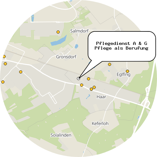 Kartenausschnitt für die Firma Pflegedienst A & G Pflege als Berufung