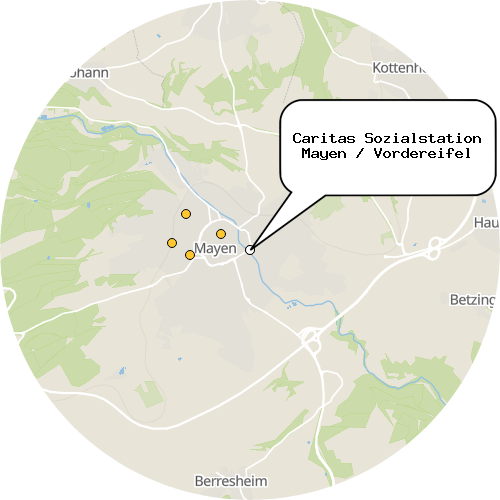 Kartenausschnitt für die Firma Caritas Sozialstation Mayen / Vordereifel