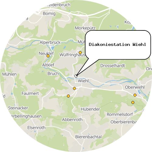 Kartenausschnitt für die Firma Diakoniestation Wiehl