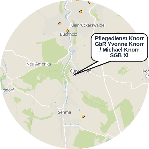 Kartenausschnitt für die Firma Pflegedienst Knorr GbR Yvonne Knorr / Michael Knorr SGB XI
