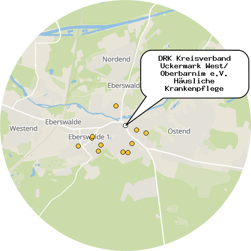 Kartenausschnitt für die Firma DRK Kreisverband Uckermark West/ Oberbarnim e.V. Häusliche Krankenpflege Eberswalde