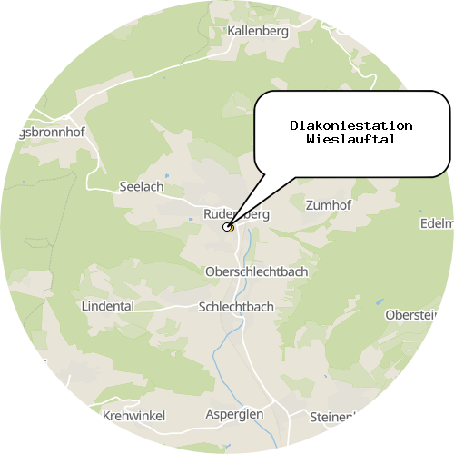 Kartenausschnitt für die Firma Diakoniestation Wieslauftal