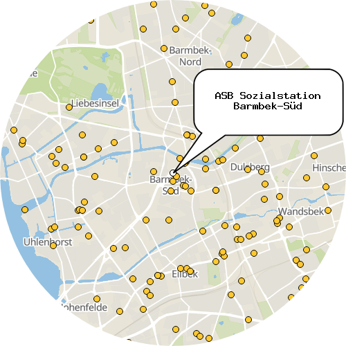 Kartenausschnitt für die Firma ASB Sozialstation Barmbek-Süd