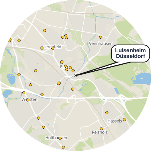 Kartenausschnitt für die Firma Luisenheim Düsseldorf