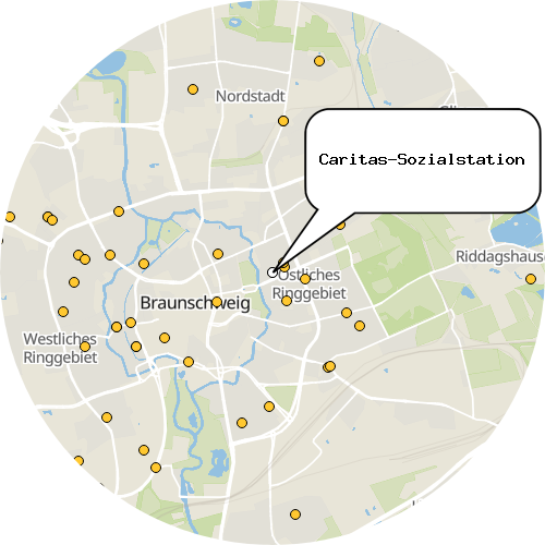 Kartenausschnitt für die Firma Caritas-Sozialstation