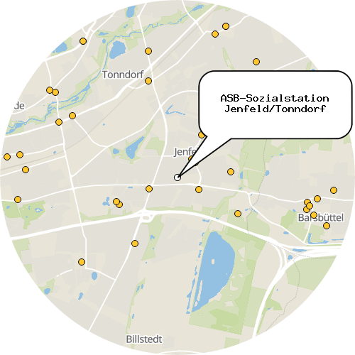 Kartenausschnitt für die Firma ASB-Sozialstation Jenfeld/Tonndorf