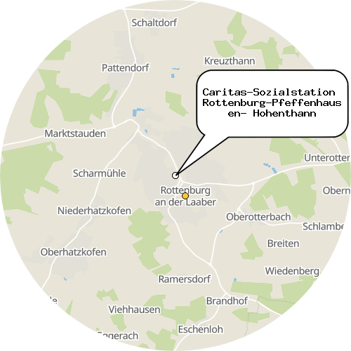 Kartenausschnitt für die Firma Caritas-Sozialstation  Rottenburg-Pfeffenhausen- Hohenthann