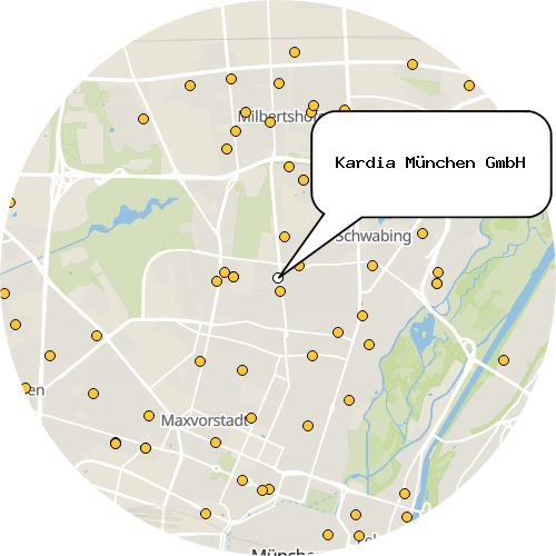 Kartenausschnitt für die Firma Kardia München GmbH
