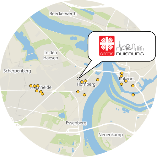 Kartenausschnitt für die Firma Caritasverband Duisburg e.V. Pflegezentrum West