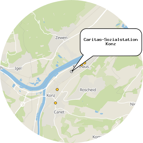 Kartenausschnitt für die Firma Caritas-Sozialstation Konz