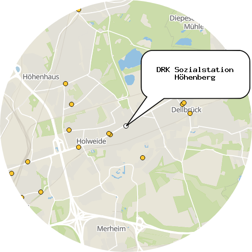 Kartenausschnitt für die Firma DRK Sozialstation Höhenberg