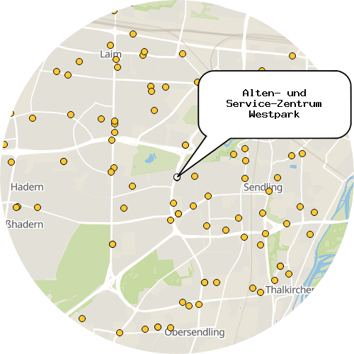 Kartenausschnitt für die Firma Alten- und Service-Zentrum Westpark