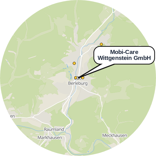 Kartenausschnitt für die Firma Mobi-Care Wittgenstein GmbH