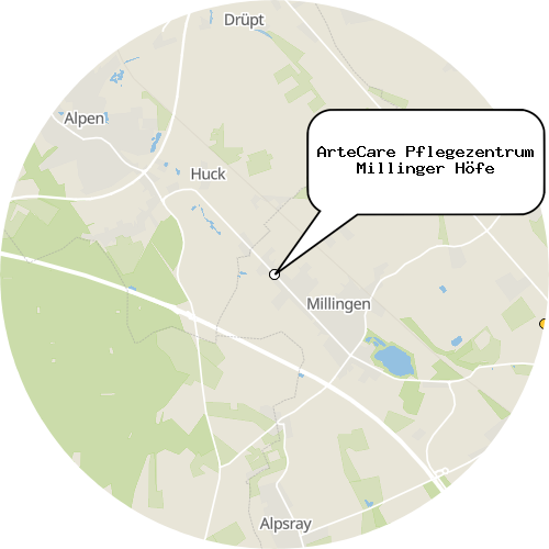 Kartenausschnitt für die Firma ArteCare Pflegezentrum Millinger Höfe