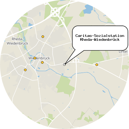 Kartenausschnitt für die Firma Caritas-Sozialstation Rheda-Wiedenbrück