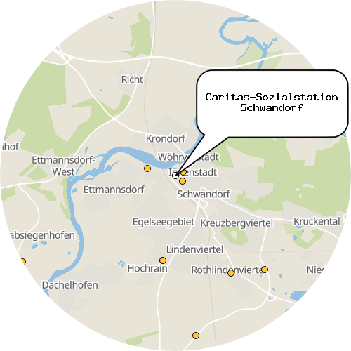 Kartenausschnitt für die Firma Caritas-Sozialstation Schwandorf