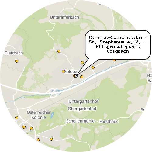 Kartenausschnitt für die Firma Caritas-Sozialstation St. Stephanus e. V. - Pflegestützpunkt Goldbach