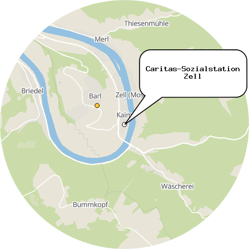Kartenausschnitt für die Firma Caritas-Sozialstation Zell