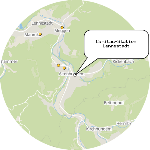 Kartenausschnitt für die Firma Caritas-Station Lennestadt