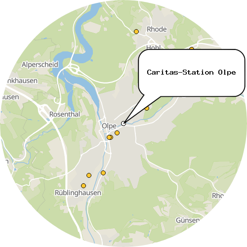 Kartenausschnitt für die Firma Caritas-Station Olpe