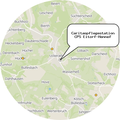 Kartenausschnitt für die Firma Caritaspflegestation CPS Eitorf-Hennef